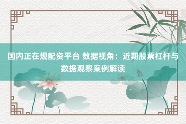 国内正在规配资平台 数据视角：近期股票杠杆与数据观察案例解读